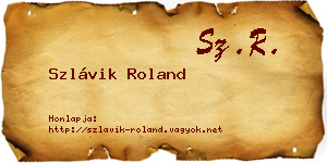 Szlávik Roland névjegykártya